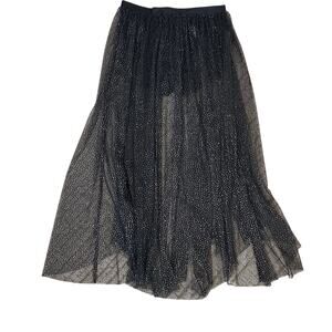 Free People NWT brightest star black tulle sparkles maxi skirt festival size L